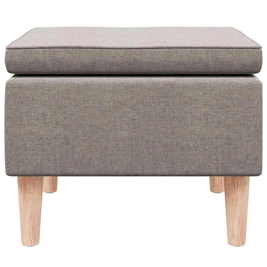 Tabouret avec pieds en bois Taupe Tissu - 3