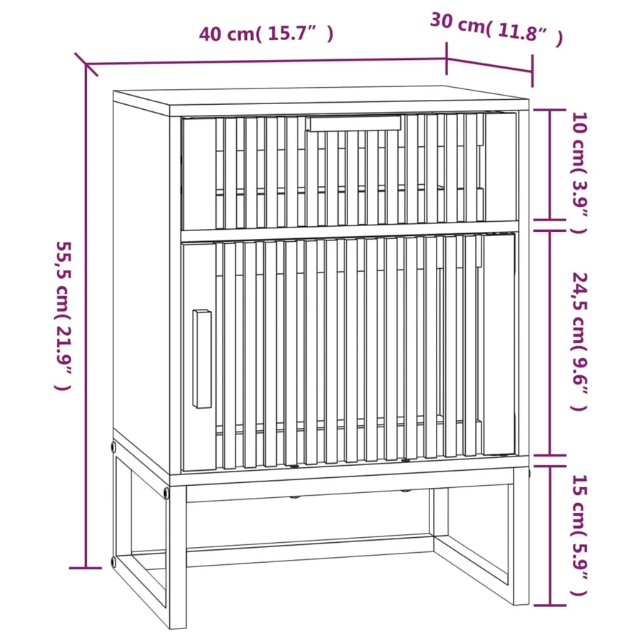 Tables de chevet 2pcs blanc 40x30x55,5cm bois ingénierie et fer - 11