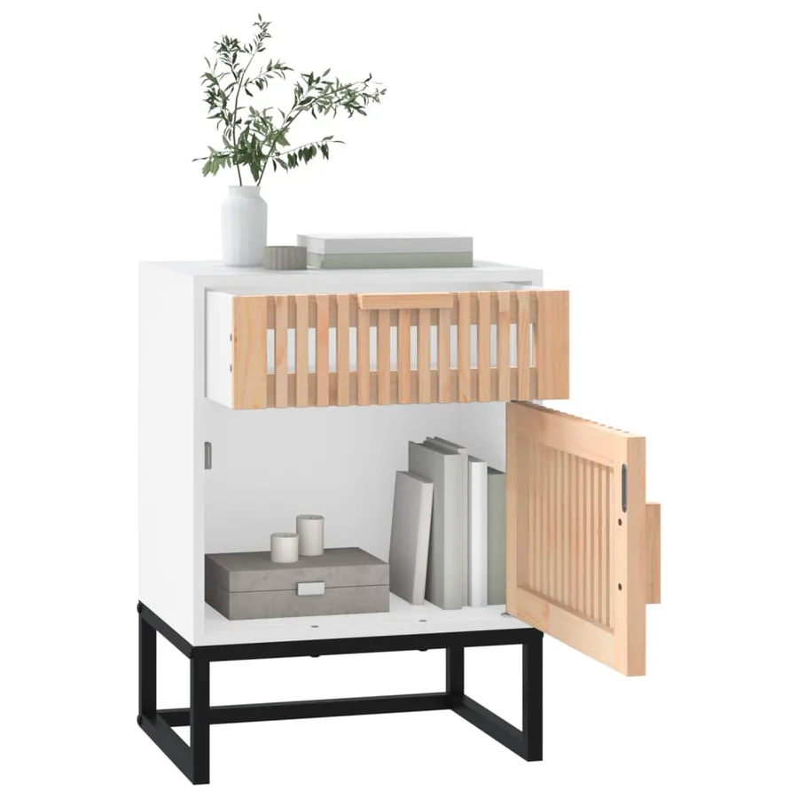 Tables de chevet 2pcs blanc 40x30x55,5cm bois ingénierie et fer - 6