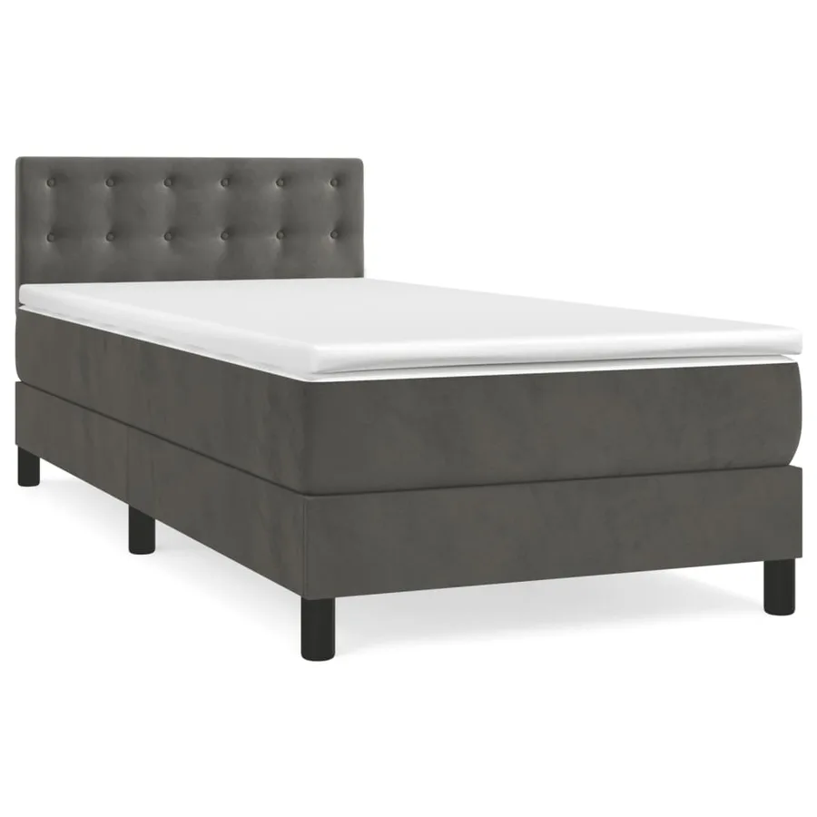 Sommier à lattes de lit et matelas Gris foncé 80x200 cm Velours - 2