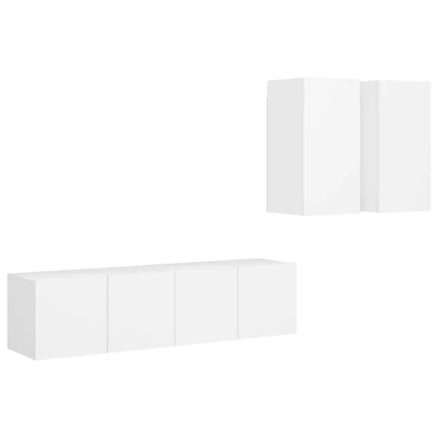 Ensemble de meubles TV 4 pcs Blanc Bois d'ingénierie - 2
