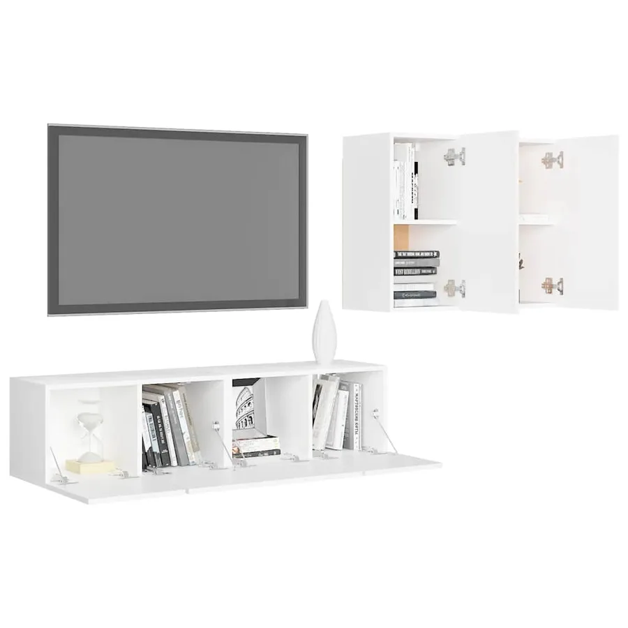 Ensemble de meubles TV 4 pcs Blanc Bois d'ingénierie - 3