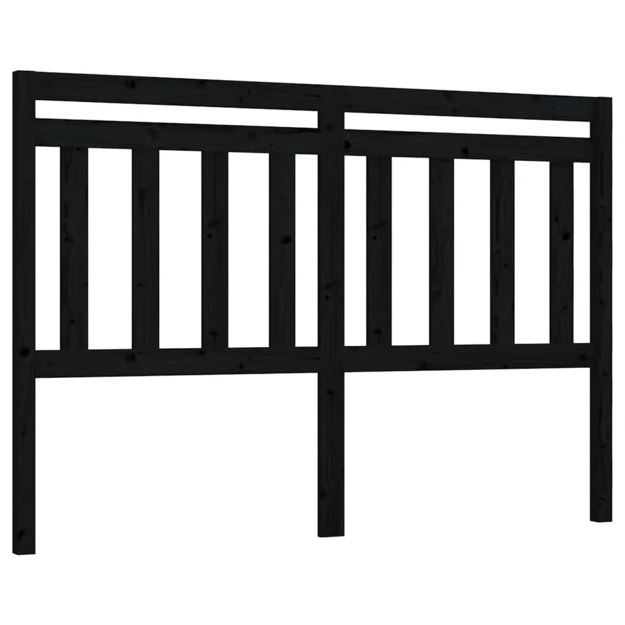Tête de lit Noir 126x4x100 cm Bois massif de pin - 2