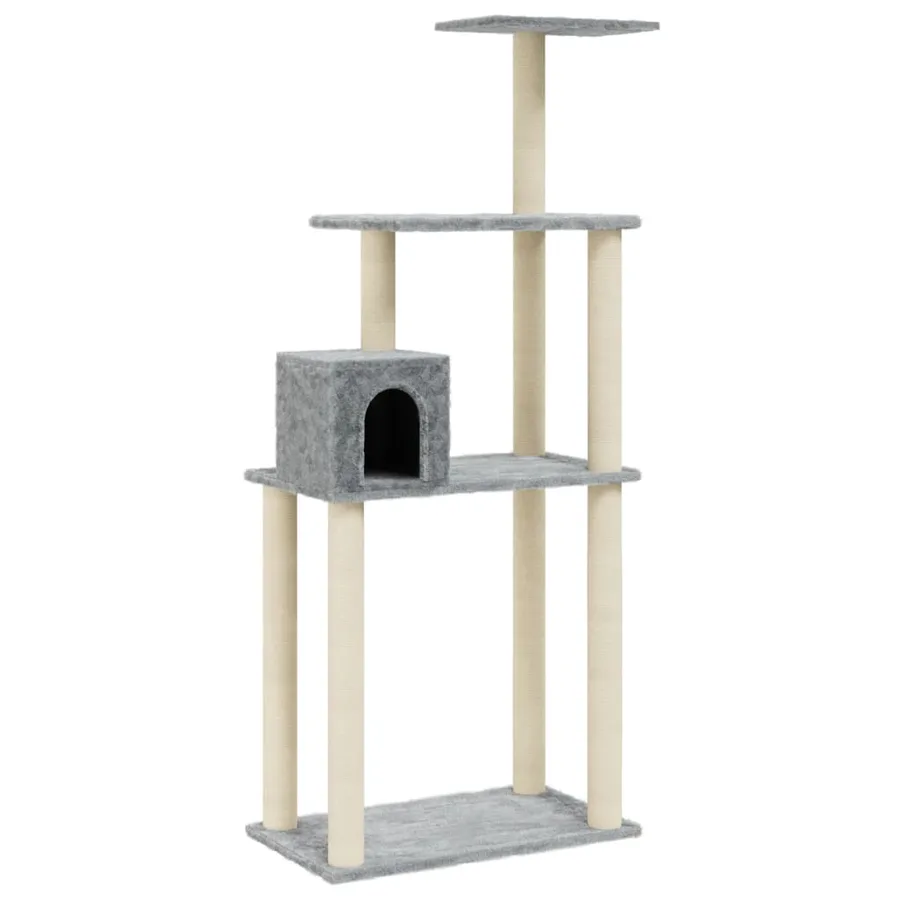 Arbre à chat avec griffoirs en sisal Gris clair 147 cm - 2