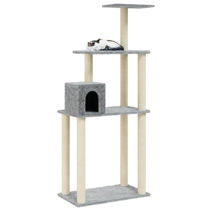 Arbre à chat avec griffoirs en sisal Gris clair 147 cm - 3