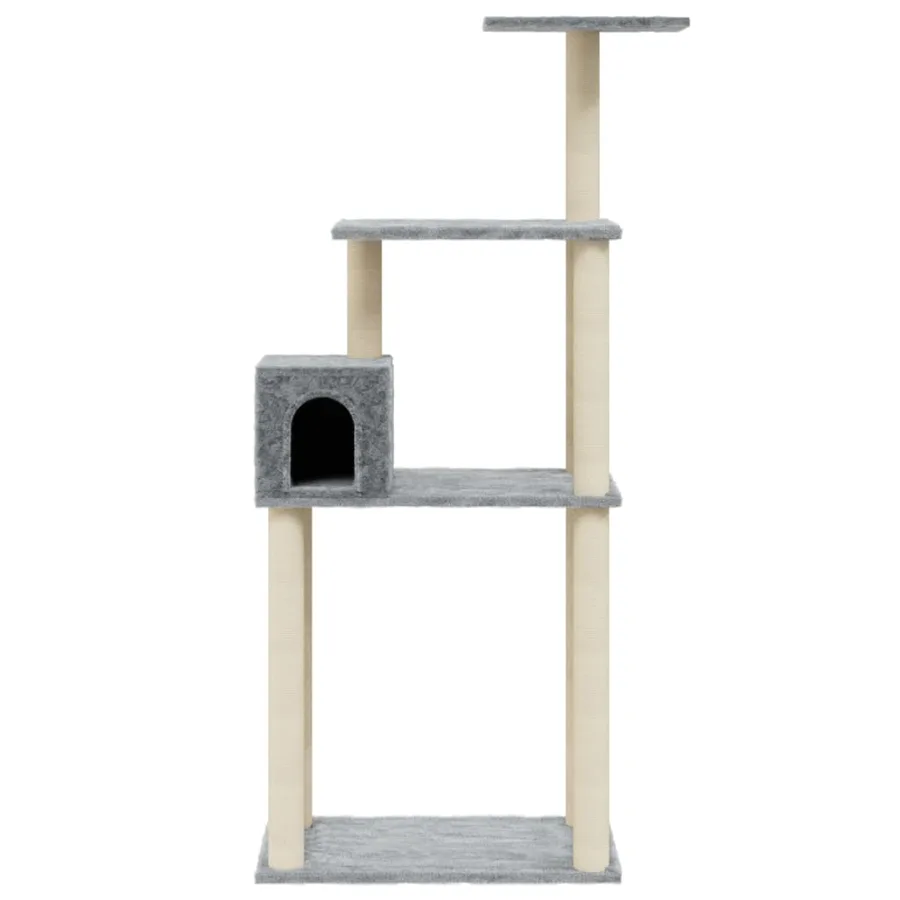 Arbre à chat avec griffoirs en sisal Gris clair 147 cm - 4