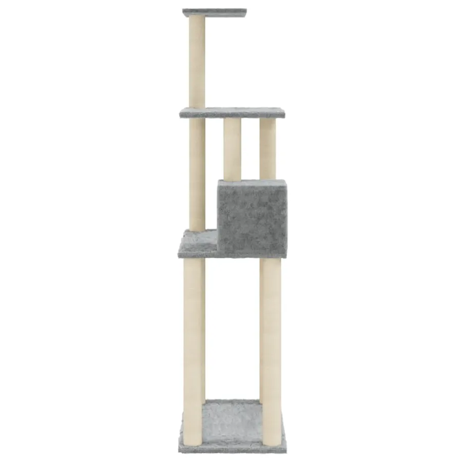 Arbre à chat avec griffoirs en sisal Gris clair 147 cm - 5