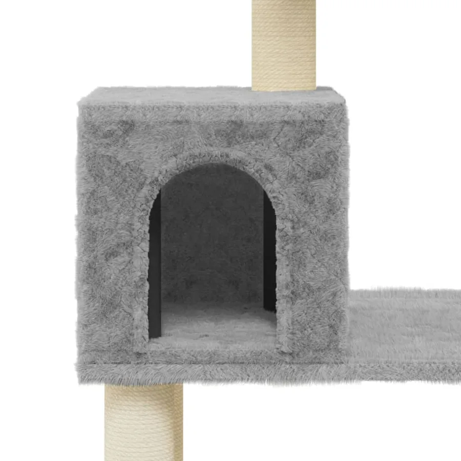 Arbre à chat avec griffoirs en sisal Gris clair 147 cm - 7