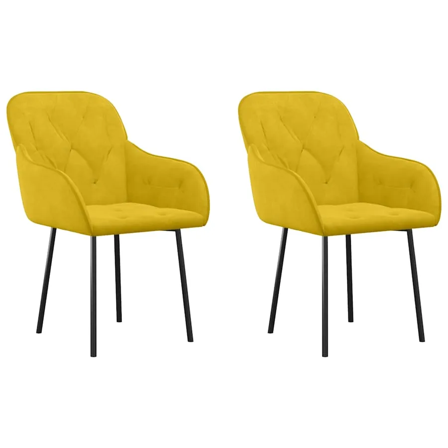 Chaises à manger lot de 2 Jaune Velours - 2