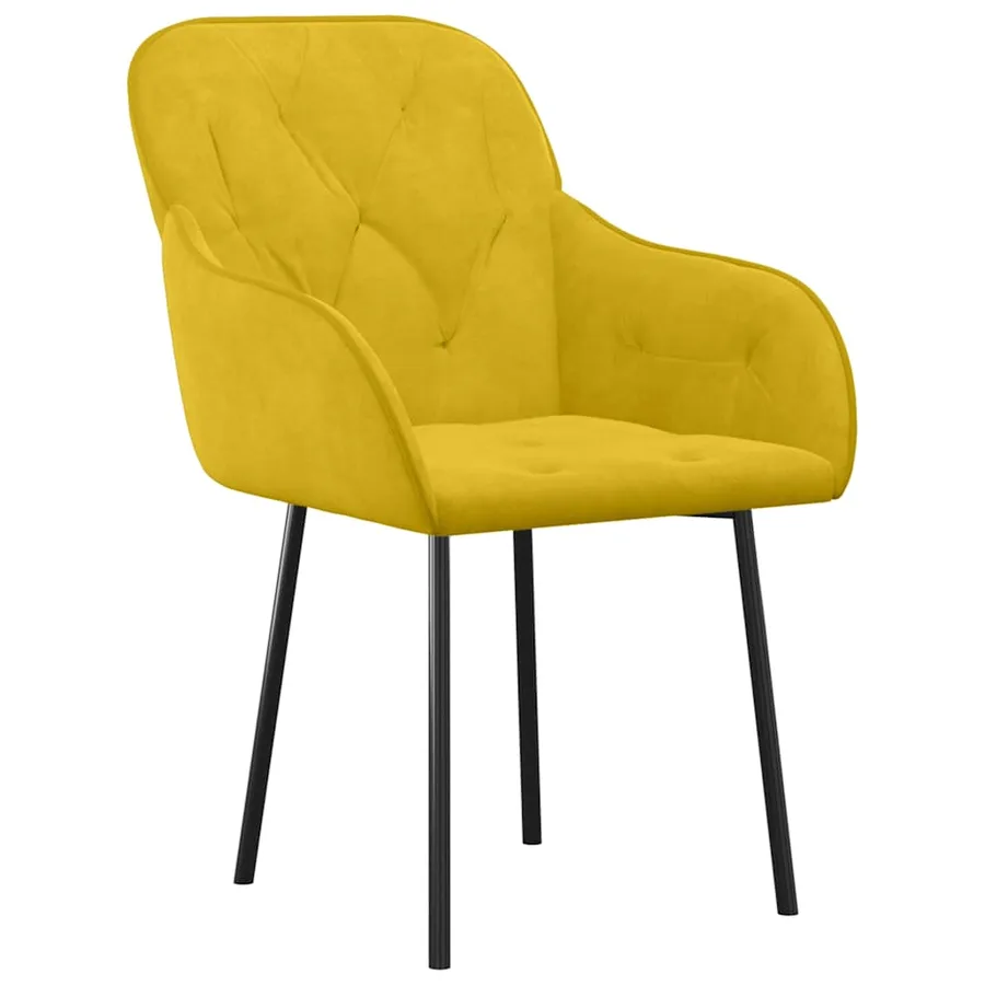 Chaises à manger lot de 2 Jaune Velours - 3
