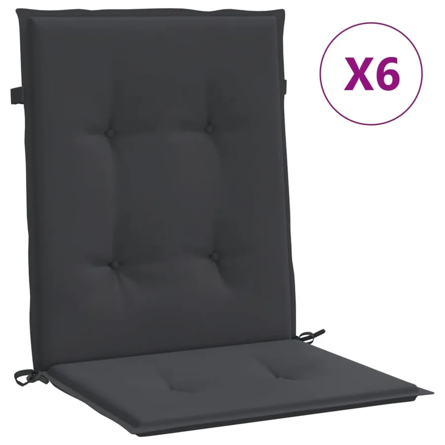 Coussins de chaise de jardin à dossier bas lot de 6 noir - 2