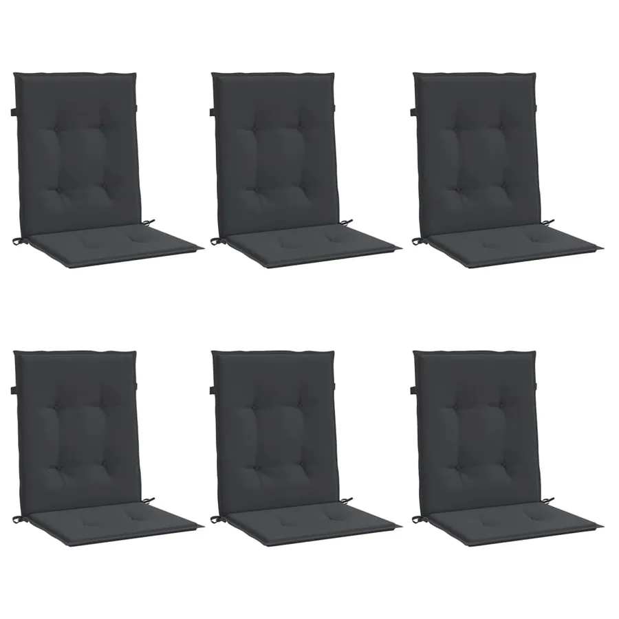 Coussins de chaise de jardin à dossier bas lot de 6 noir - 3