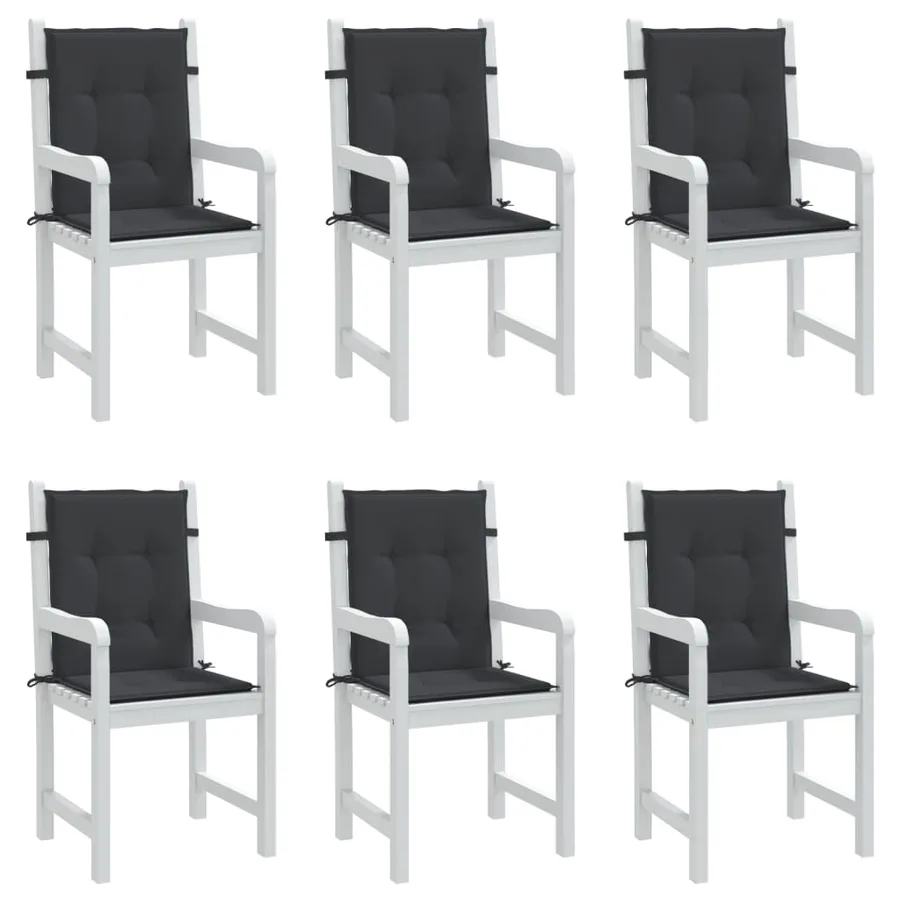 Coussins de chaise de jardin à dossier bas lot de 6 noir - 4