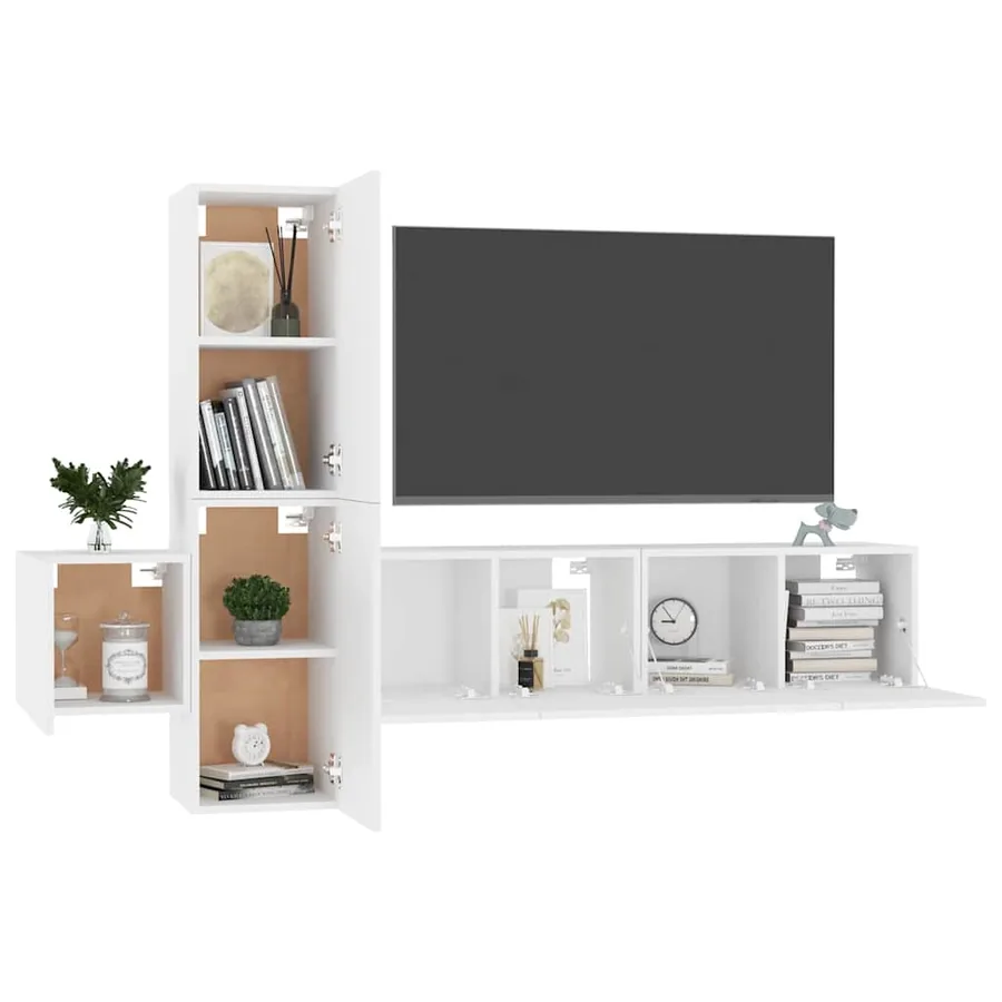 Ensemble de meubles TV 5 pcs Blanc Bois d'ingénierie - 3