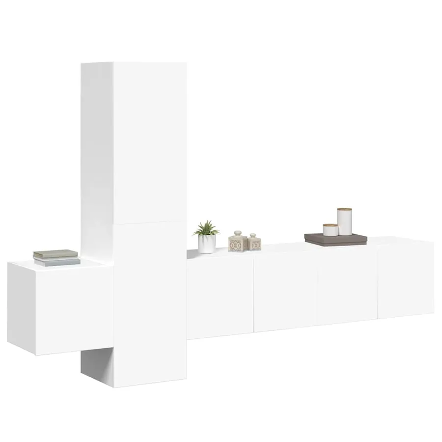 Ensemble de meubles TV 5 pcs Blanc Bois d'ingénierie - 4