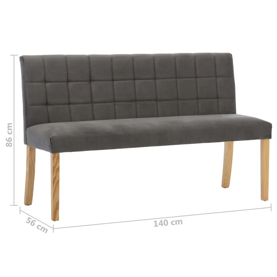 Banc 140 cm Gris Velours - 7
