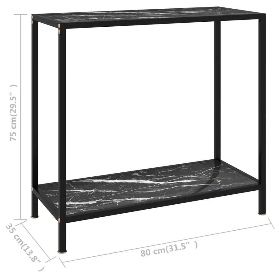 Table console Noir 80x35x75 cm Verre trempé - 6