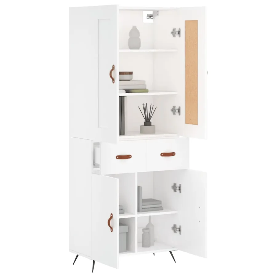 Buffet haut Blanc 69,5x34x180 cm Bois d'ingénierie - 12