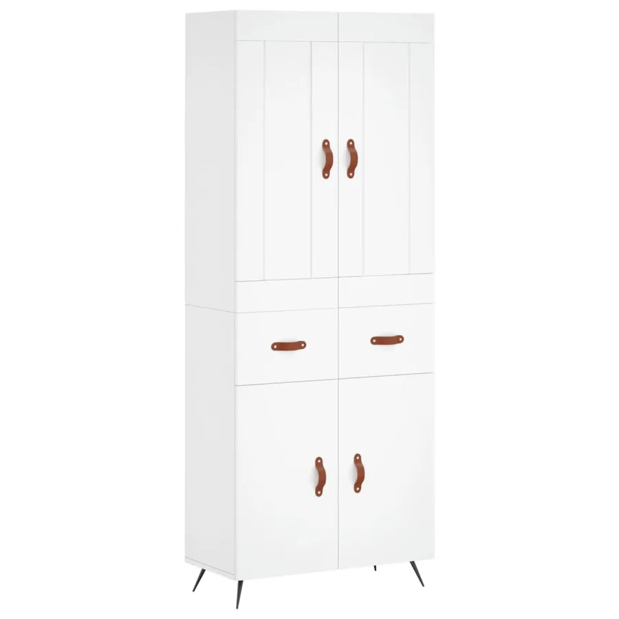 Buffet haut Blanc 69,5x34x180 cm Bois d'ingénierie - 2