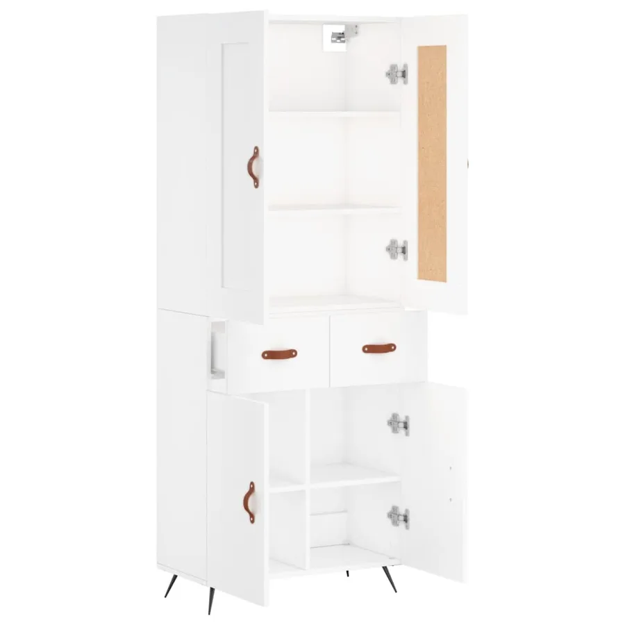 Buffet haut Blanc 69,5x34x180 cm Bois d'ingénierie - 3