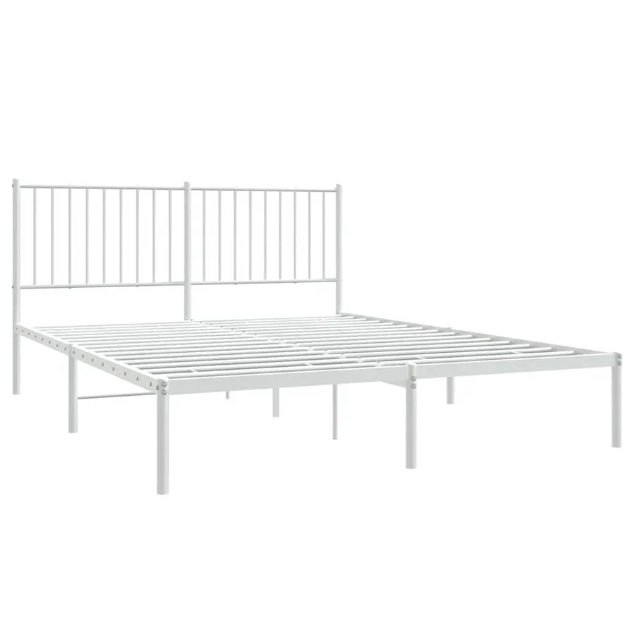 Cadre de lit métal sans matelas et tête de lit blanc 150x200 cm - 4