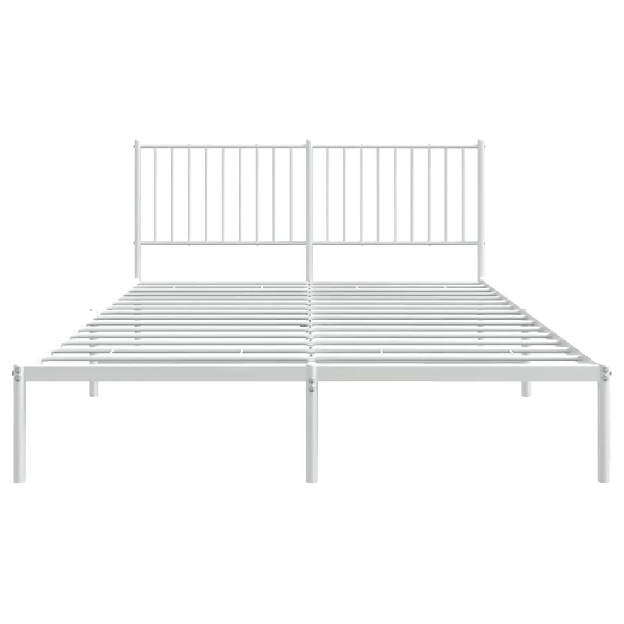 Cadre de lit métal sans matelas et tête de lit blanc 150x200 cm - 7