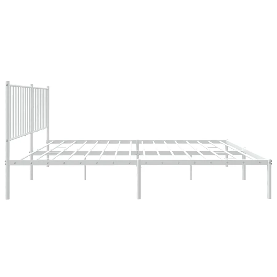 Cadre de lit métal sans matelas et tête de lit blanc 150x200 cm - 8