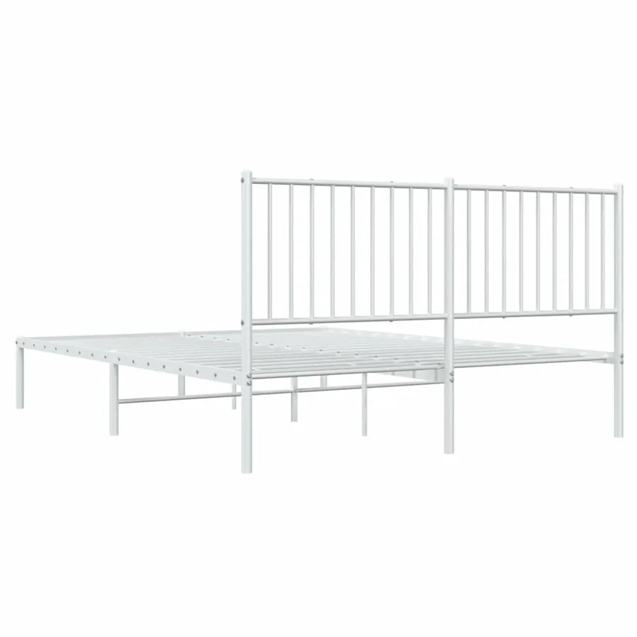 Cadre de lit métal sans matelas et tête de lit blanc 150x200 cm - 9