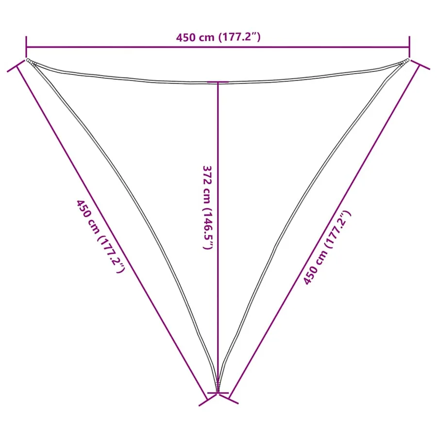 Voile de parasol tissu oxford triangulaire 4,5x4,5x4,5 m noir - 10