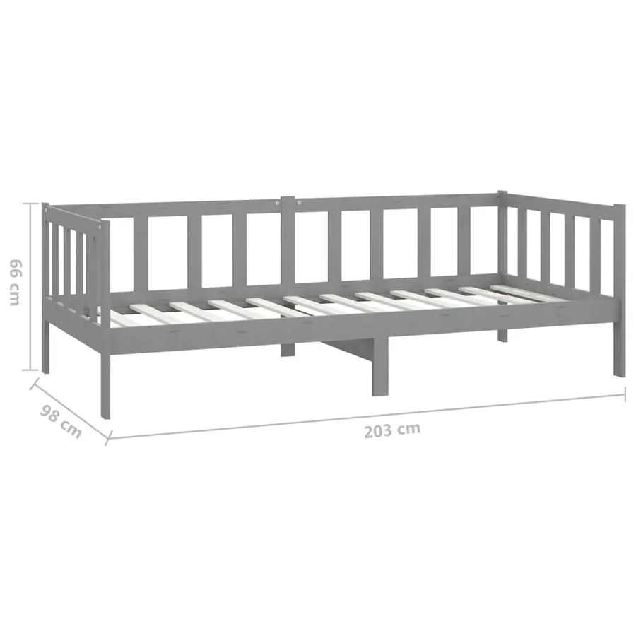 Lit de repos avec matelas 90x200 cm Gris Bois de pin massif - 10