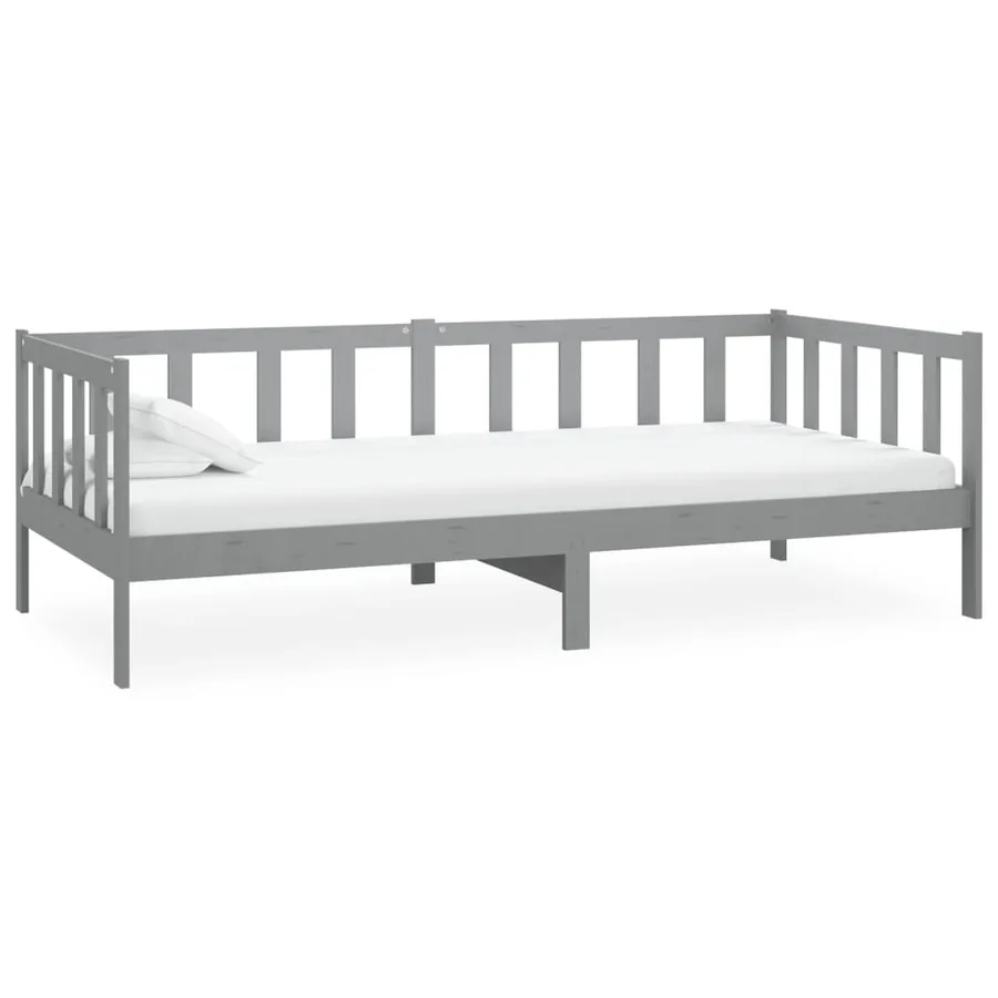 Lit de repos avec matelas 90x200 cm Gris Bois de pin massif - 4