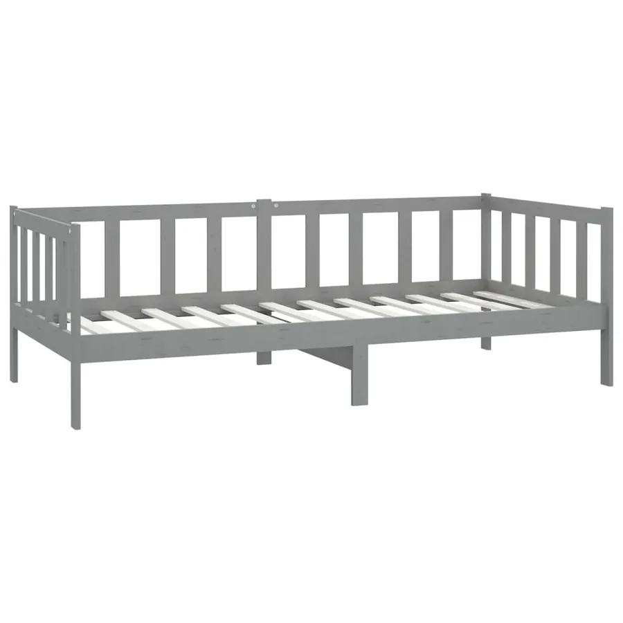 Lit de repos avec matelas 90x200 cm Gris Bois de pin massif - 5