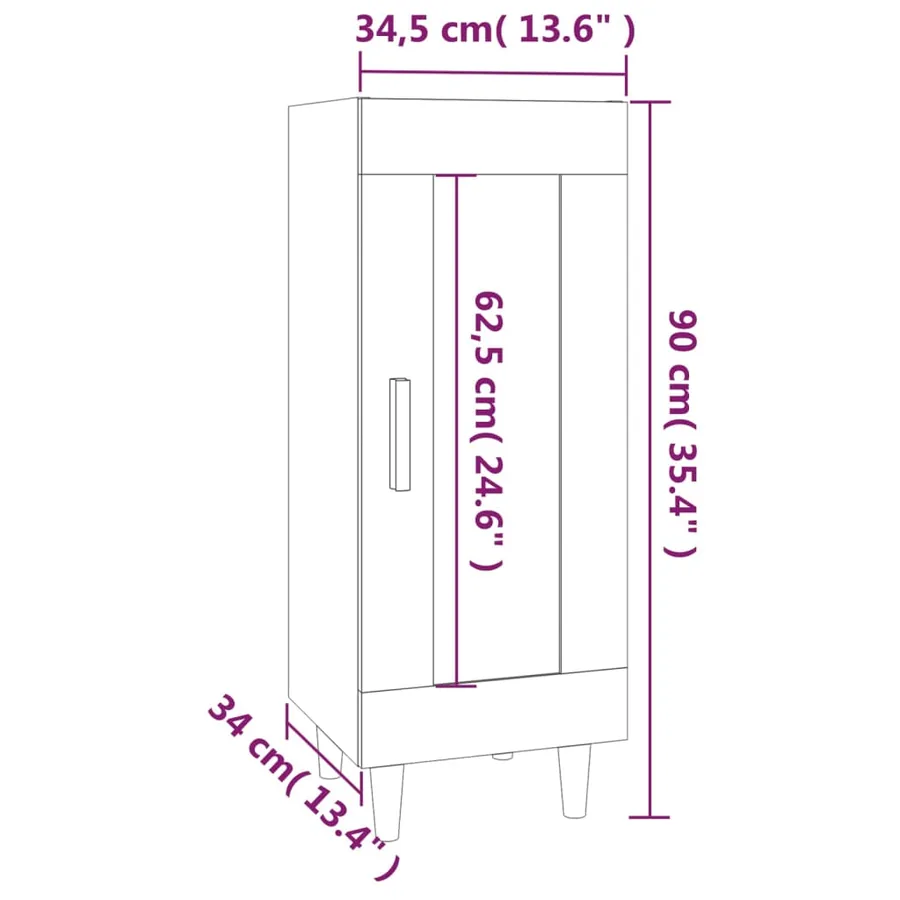 Buffet blanc 34,5x34x90 cm bois d'ingénierie - 10