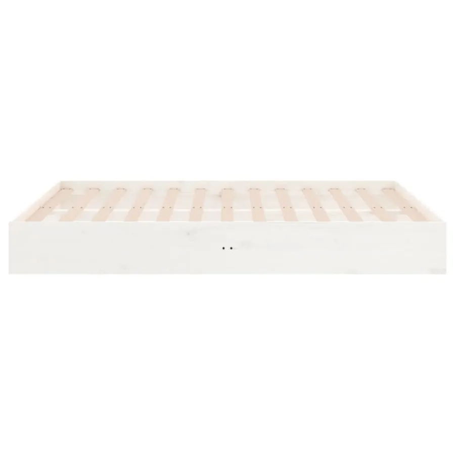 Cadre de lit sans matelas blanc bois massif 135x190 cm - 6