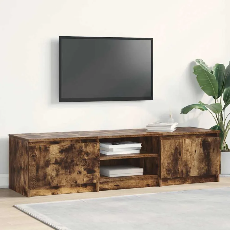 Meuble TV Chêne fumé 140x40x35,5 cm Bois d'ingénierie
