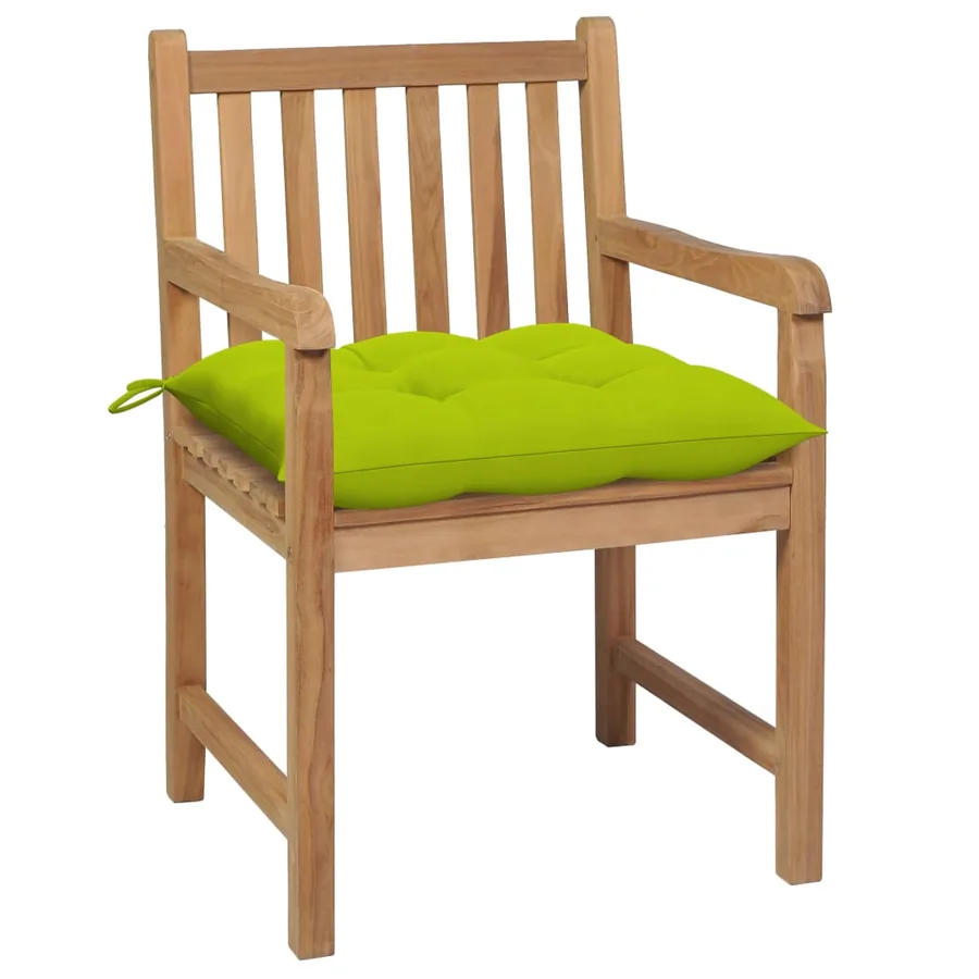 Chaises de jardin lot de 2 avec coussins vert vif Teck massif - 2