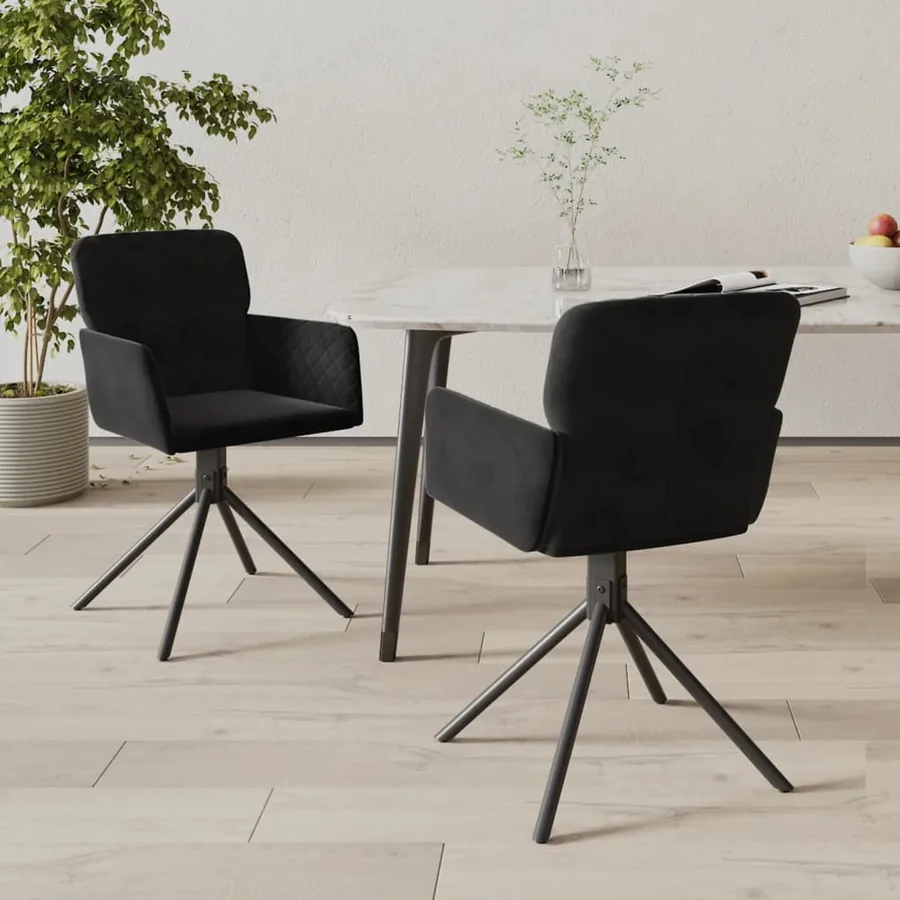 Chaises pivotantes à manger lot de 2 Noir Velours