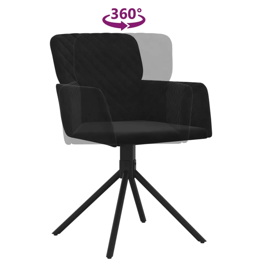 Chaises pivotantes à manger lot de 2 Noir Velours - 7