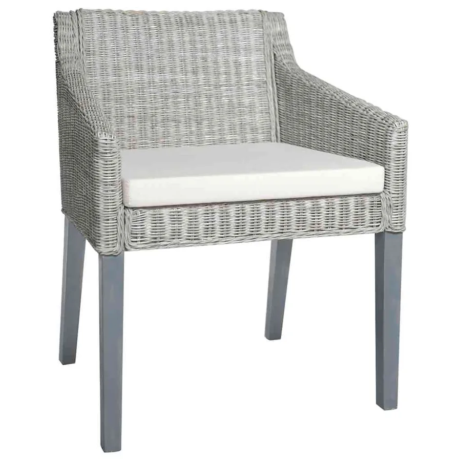 Chaises à manger avec coussins lot de 2 gris rotin naturel - 2