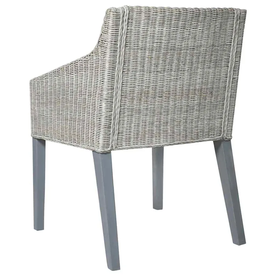 Chaises à manger avec coussins lot de 2 gris rotin naturel - 5