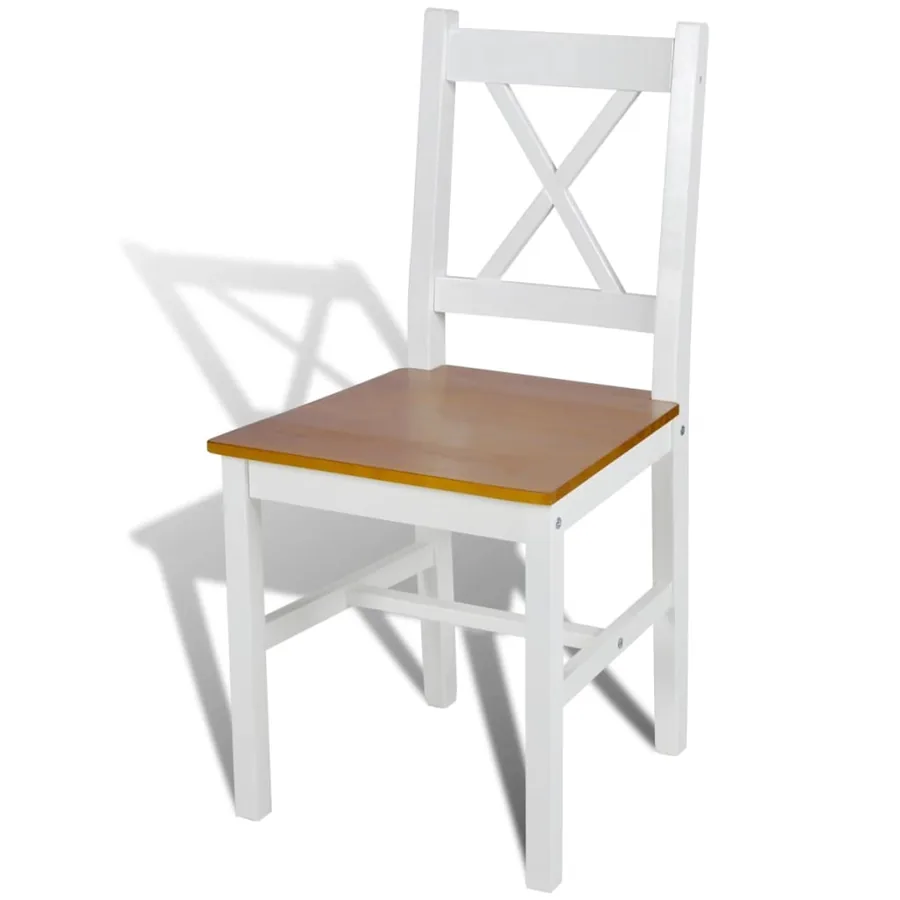 Chaises à manger lot de 2 blanc bois de pin - 3