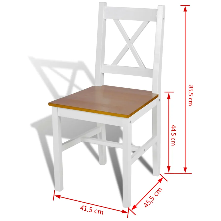 Chaises à manger lot de 2 blanc bois de pin - 5
