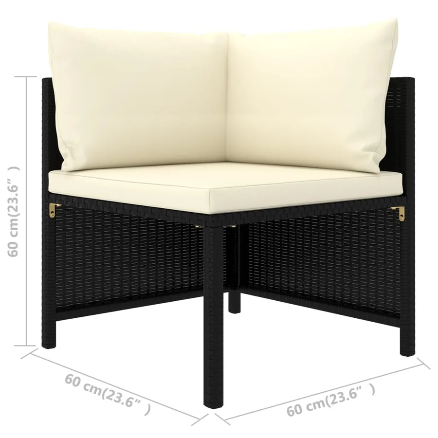 Salon de jardin 11 pcs avec coussins Résine tressée Noir - 10