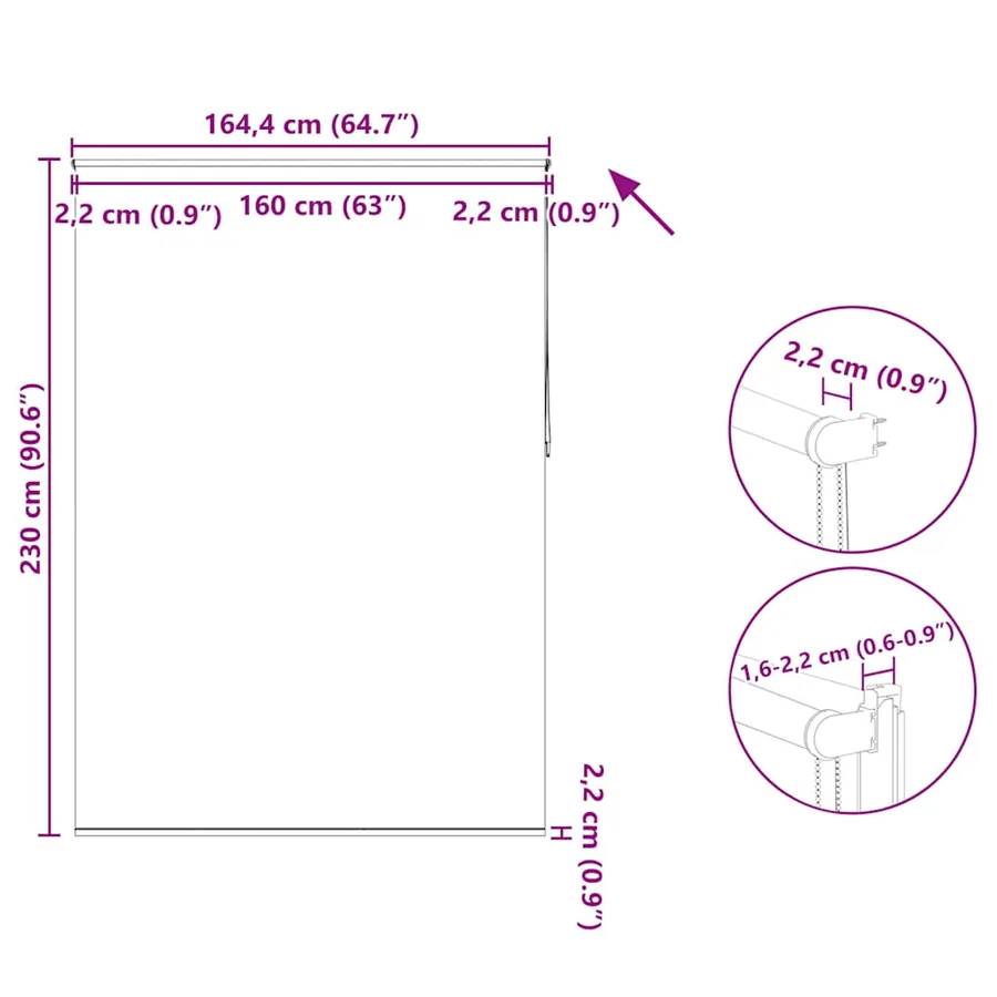 Store enrouleur occultant 164,4 x 230 cm, largeur du tissu 160 cm, blanc - 18