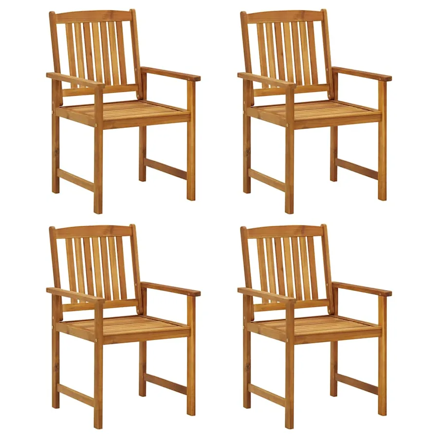 Chaises de jardin avec coussins lot de 4 Bois d'acacia massif - 2