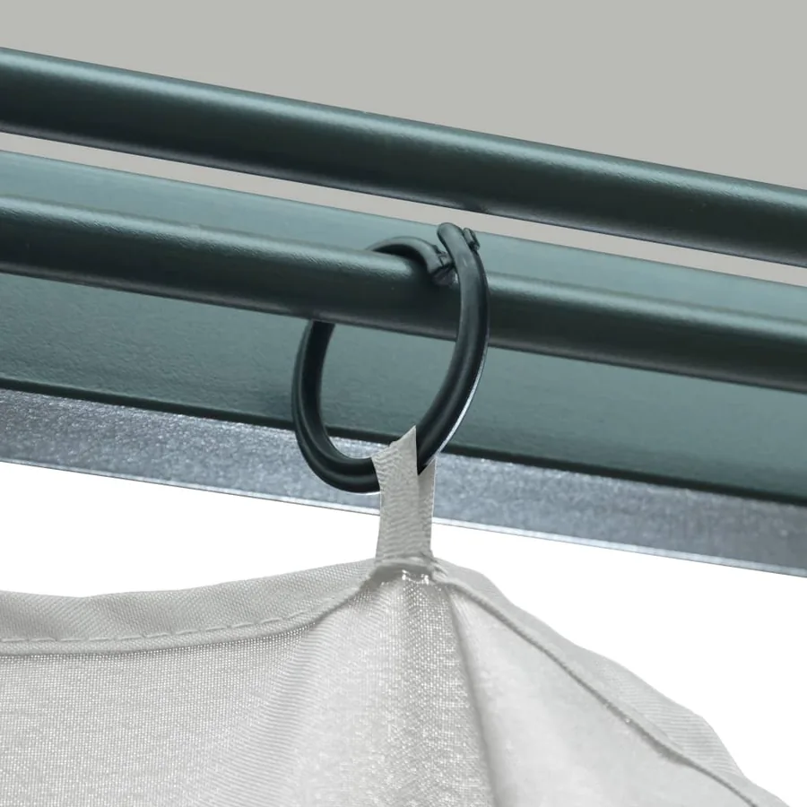 Tonnelle avec rideau et lumières LED 3x3 m Crème Aluminium - 10