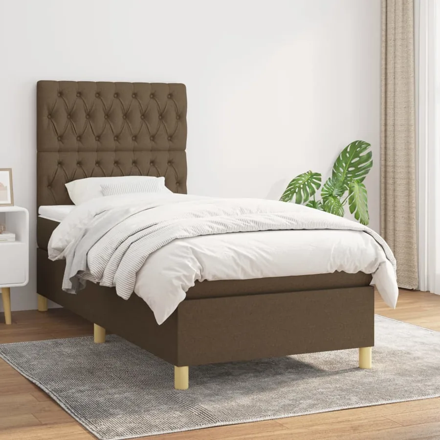 Sommier à lattes de lit avec matelas Marron foncé 100x200 cm