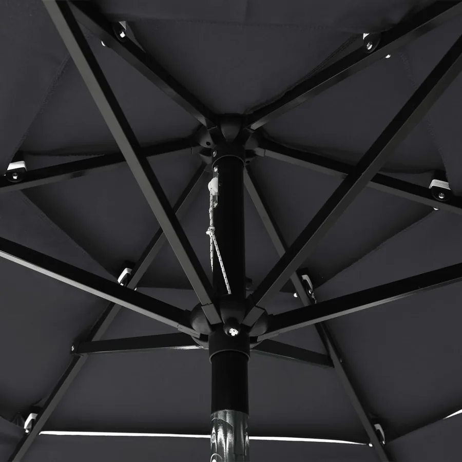 Parasol de jardin à 3 niveaux avec mât en aluminium anthracite - 5