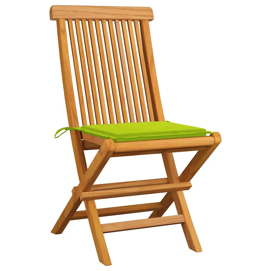 Chaises de jardin avec coussins vert vif lot de 6 Bois de teck - 2