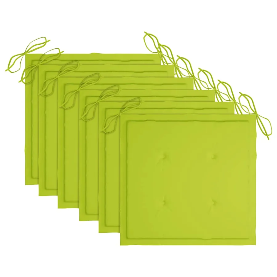 Chaises de jardin avec coussins vert vif lot de 6 Bois de teck - 6